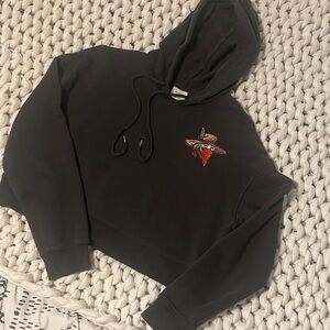 Cowgirl Bandit Embroidery Cropped Grey Hoodie - Montana Supply Co Big Sky - sz S